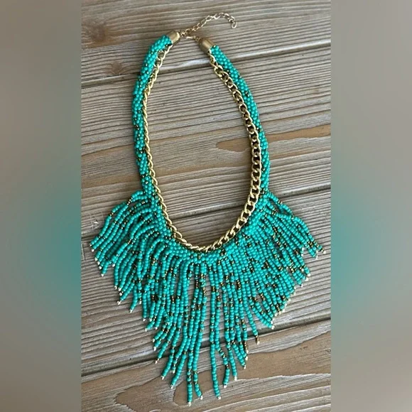 ‼️RARE‼️🎸Adornia🎸🔥NWOT🔥14K Yellow Gold Plated Chain & Beaded Fringe Necklace
